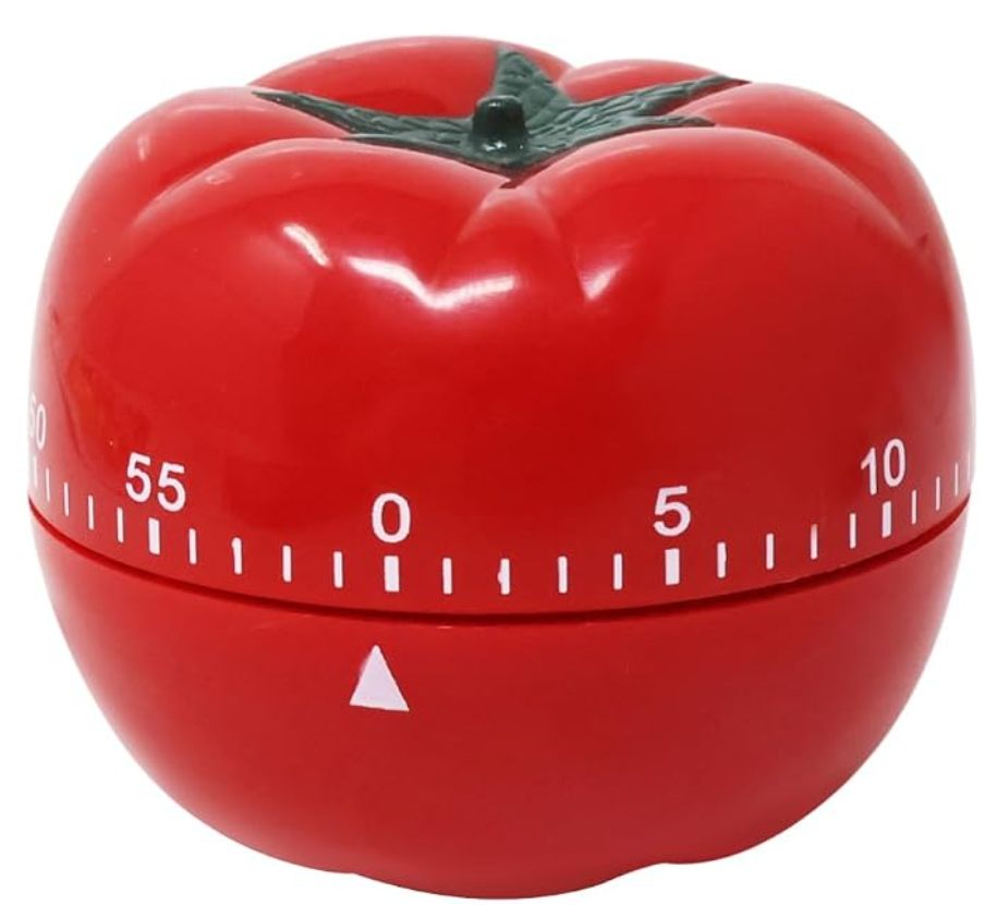 Red tomato-shaped mechanical Pomodoro timer